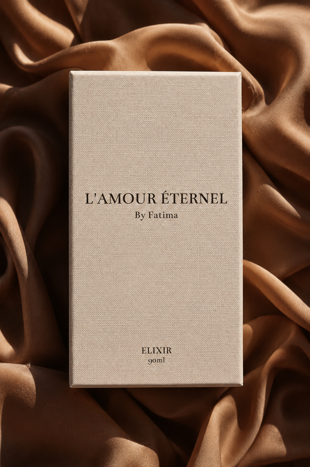 L'AMOUR ÉTERNEL By Fatima – Elixir 90ml packaging on silk