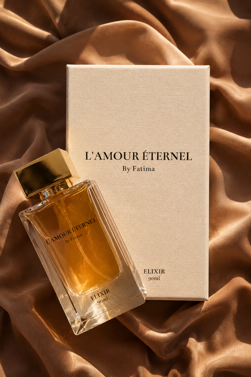 L'AMOUR ÉTERNEL By Fatima – bottle and box on silk